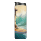 Australische Herder Strand Surfen Schilderen Thermosbeker (Geroteerd rechts)
