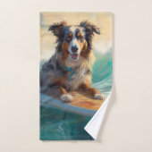 Australische herder strand surfen schilderij bad handdoek (Handdoek)