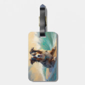Australische herder strand surfen schilderij bagagelabel (Achterkant verticaal)