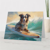 Australische herder strand surfen schilderij kaart (Voorkant)