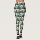 Australische herder strand surfen schilderij leggings (Achterkant)
