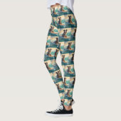 Australische herder strand surfen schilderij leggings (Links)