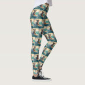 Australische herder strand surfen schilderij leggings (Rechts)
