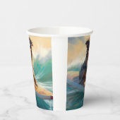 Australische herder strand surfen schilderij papieren bekers (Links)