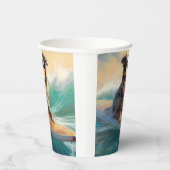 Australische herder strand surfen schilderij papieren bekers (Rechts)