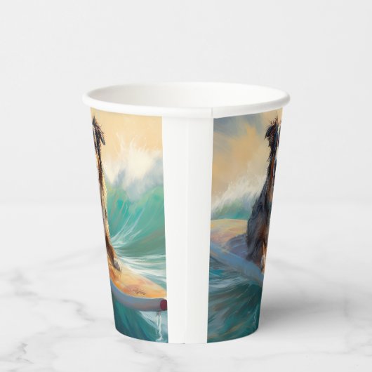 Australische herder strand surfen schilderij papieren bekers (Rechts)