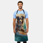 Australische herder strand surfen schilderij schort (Gedragen)