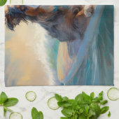 Australische herder strand surfen schilderij theedoek (Gevouwen)