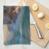 Australische herder strand surfen schilderij theedoek (Quarter Fold)