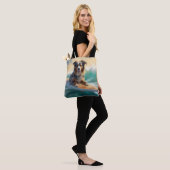 Australische herder strand surfen schilderij tote bag (Op model)
