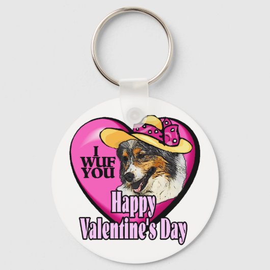 Australische Herder Valentijnsdag Cadeaus Sleutelhanger (Voorkant)
