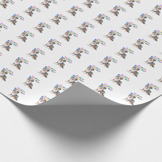 Australische herder verjaardag cadeaupapier (Hoek)