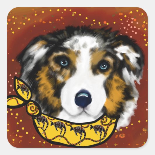 AUSTRALISCHE HERDER VIERKANTE STICKER (Voorkant)