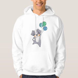 Australische herder vliegt met ballonnen hoodie