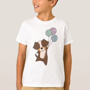 Australische herder vliegt met ballonnen t-shirt