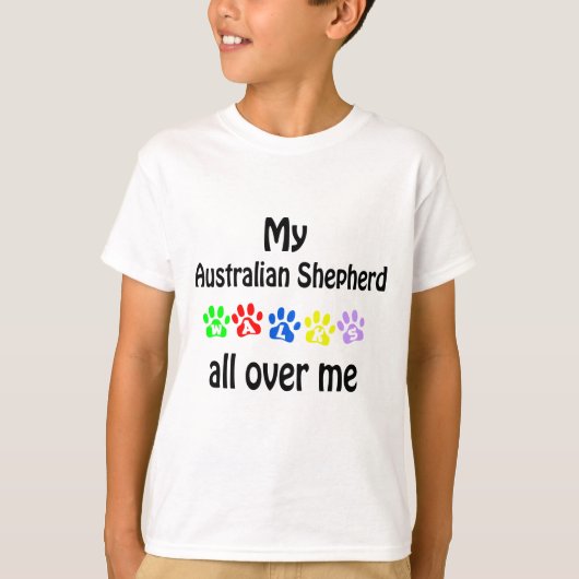 Australische herder wandelingen ontwerp t-shirt (Voorkant)