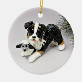 Australische herder zwart en tan tricolor keramisch ornament