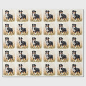 Australische Herder Zwarte Driekleurige Aussie Hon Cadeaupapier (Vlak)