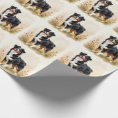 Australische Herder Zwarte Driekleurige Aussie Hon Cadeaupapier (Hoek)