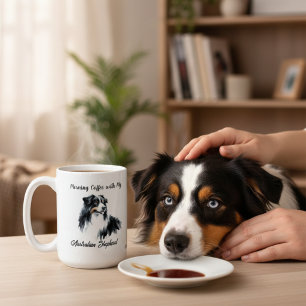 Australische Herder Zwarte Waterverf personalisere Grote Koffiekop