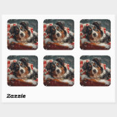 Australische Herderhond Kerstfeest Vierkante Sticker (Vel)