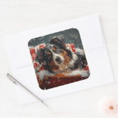 Australische Herderhond Kerstfeest Vierkante Sticker (Envelop)