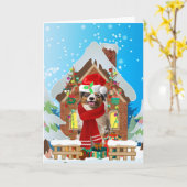 Australische herderhond met kerstcadeaus kaart (Gele Bloem)