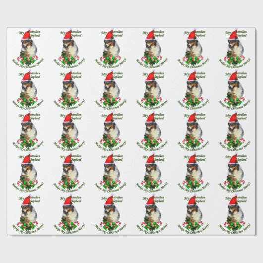 Australische herderkerst cadeaupapier (Vlak)