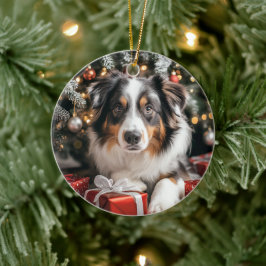 Australische herderkerst keramisch ornament
