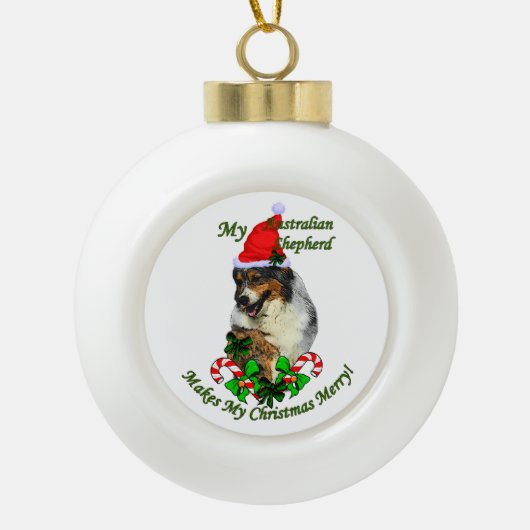 Australische herderkerst keramische bal ornament (Voorkant)