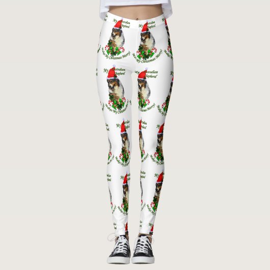 Australische herderkerst leggings (Voorkant)