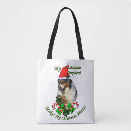 Australische herderkerst tote bag