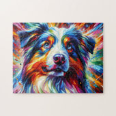 Australische Herderpuzzel: Blue Merle Aussie Legpuzzel (Horizontaal)