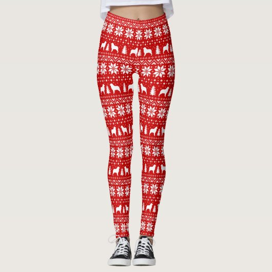 Australische herders Kerstmis: Aussie Dogs Pattern Leggings (Voorkant)