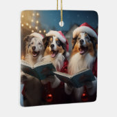 Australische Herders Kerstmis Caroling Vakantie Keramisch Ornament (Rechts)