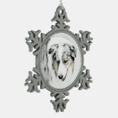 Australische herderschildering - Oorspronkelijke h Tin Sneeuwvlok Ornament (Links)