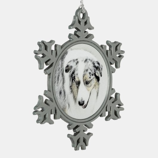 Australische herderschildering - Oorspronkelijke h Tin Sneeuwvlok Ornament (Links)