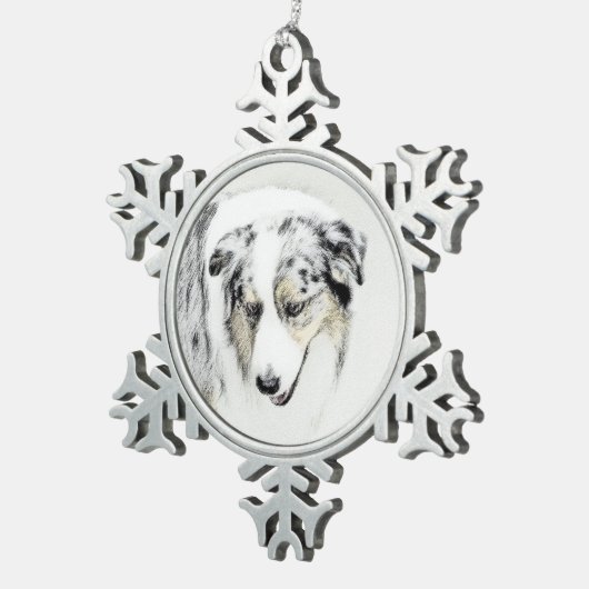 Australische herderschildering - Oorspronkelijke h Tin Sneeuwvlok Ornament (Rechts)