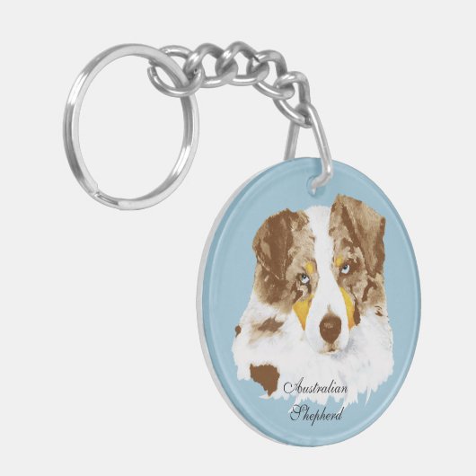 Australische herderse aangepaste acrylische sleute sleutelhanger (Voorkant Links)