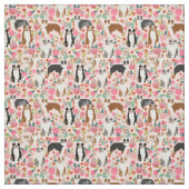 Australische herderse  bloemenroze mix stof (Swatch)