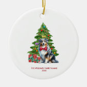 Australische herdershond gepersonaliseerde kerst keramisch ornament (Voorkant)