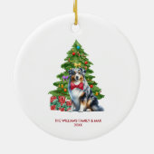 Australische herdershond gepersonaliseerde kerst keramisch ornament (Achterkant)