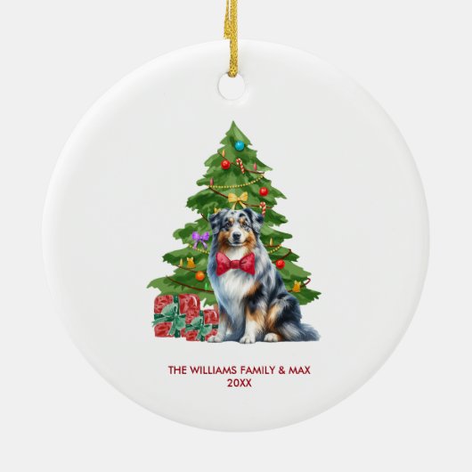 Australische herdershond gepersonaliseerde kerst keramisch ornament (Achterkant)