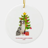 Australische herdershond gepersonaliseerde kerst keramisch ornament (Voorkant)