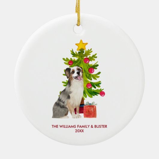 Australische herdershond gepersonaliseerde kerst keramisch ornament (Achterkant)