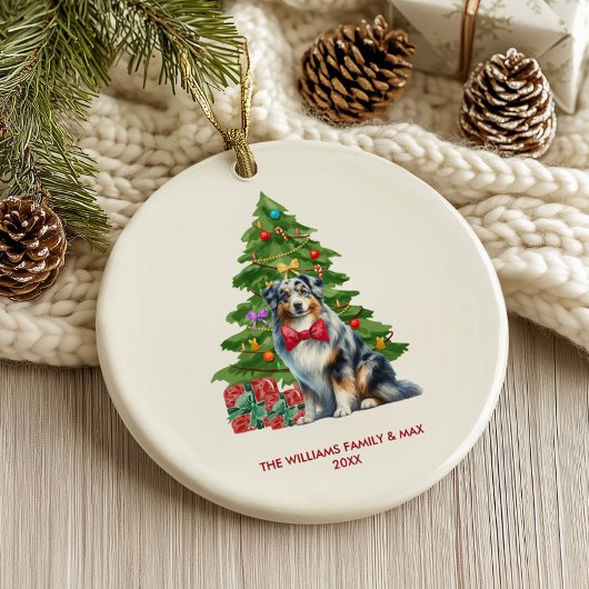 Australische herdershond gepersonaliseerde kerst keramisch ornament