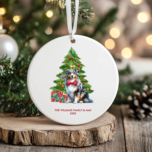 Australische herdershond gepersonaliseerde kerst keramisch ornament