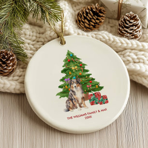 Australische herdershond gepersonaliseerde kerst keramisch ornament