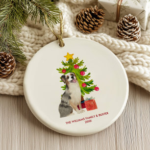 Australische herdershond gepersonaliseerde kerst keramisch ornament