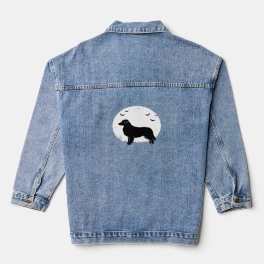 Australische herdershond – Halloween Moon Silhouet Denim Jacket (Achterkant)